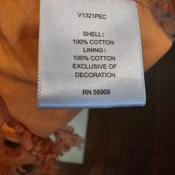 Chelsea & Violet Top! BOHO Embroidered Top Peach/White Size L - Picture 6 of 7